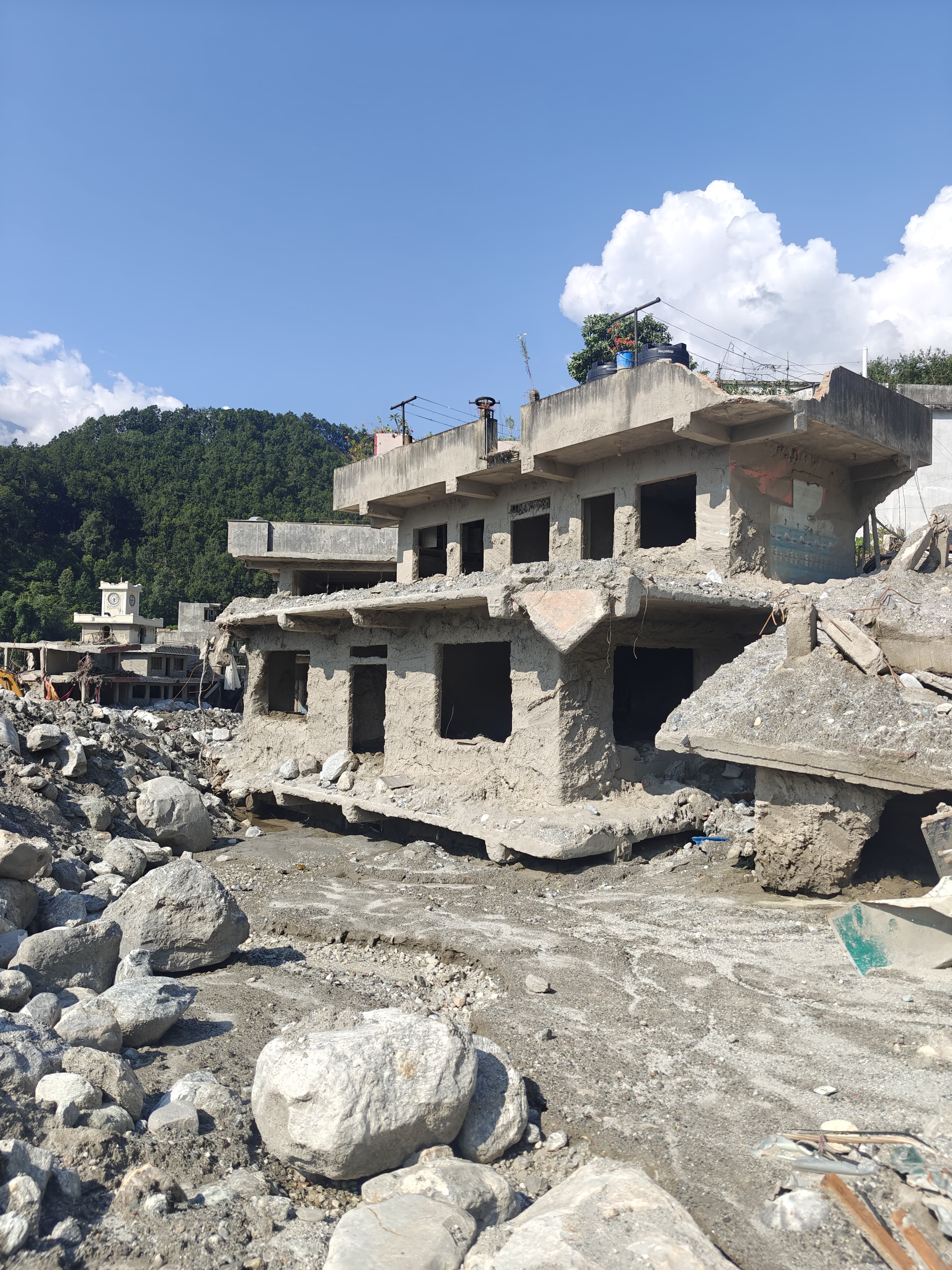 Flood-affected river corridor in Rasuwa, Nepal