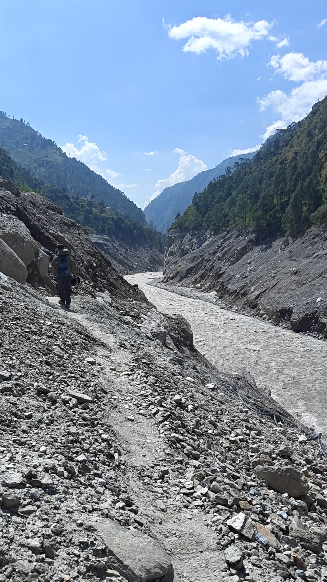 School building and flood debris in Rasuwa